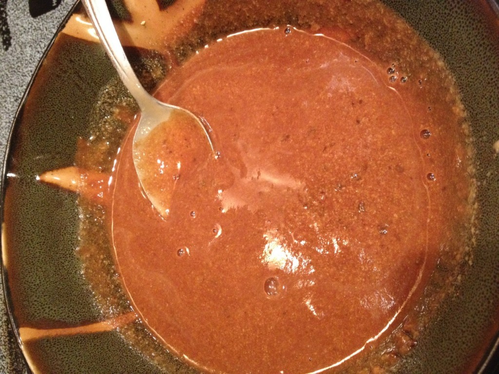 Mixture of soup stock, miso paste and tahini